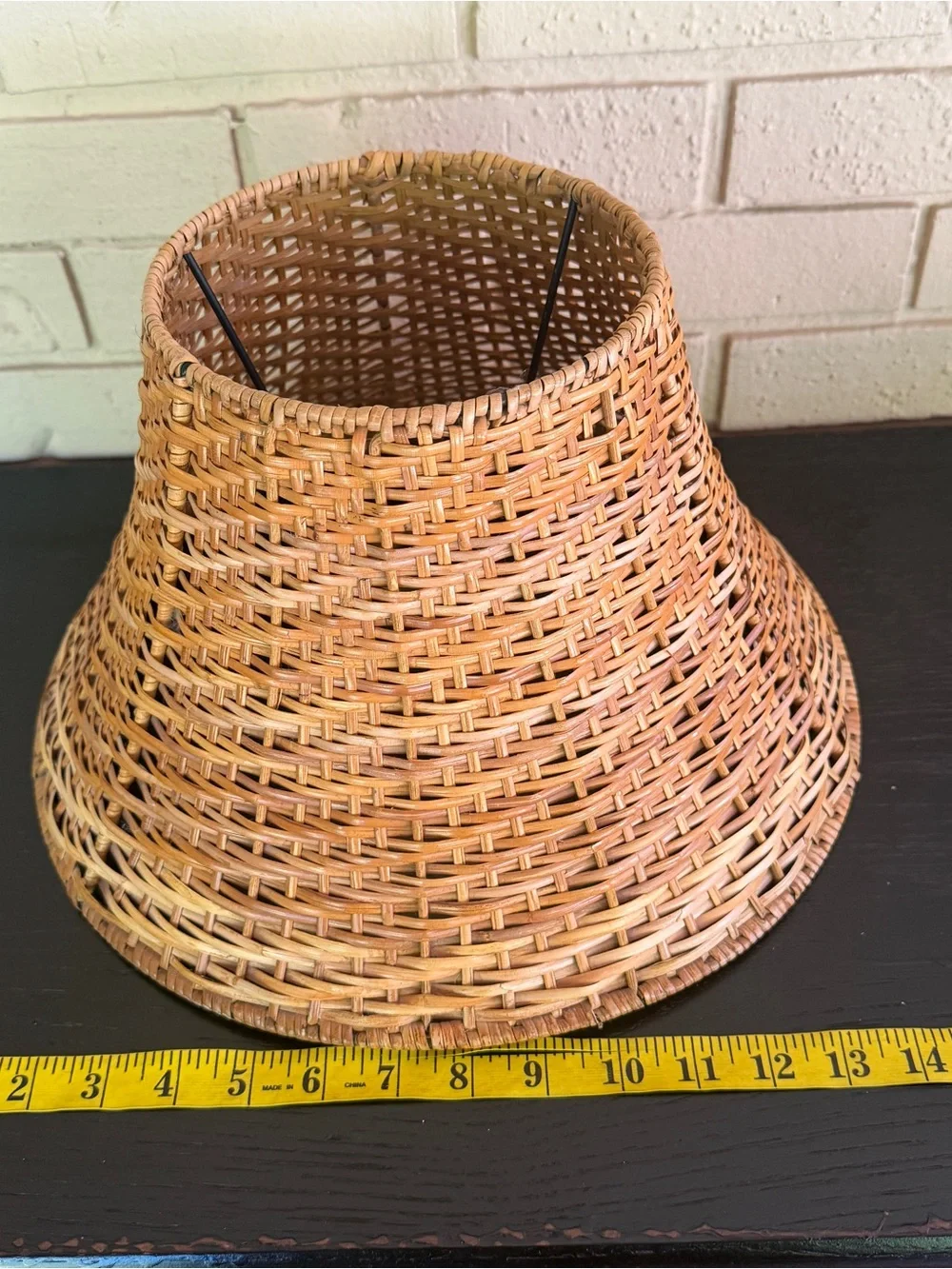 Vintage Wicker Rattan Lamp Shade Coastal Boho Tropical Basket Weave Large